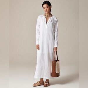 NWT J.Crew Cabana Maxi dress in linen TS Tall Small White Vacation Resortwear